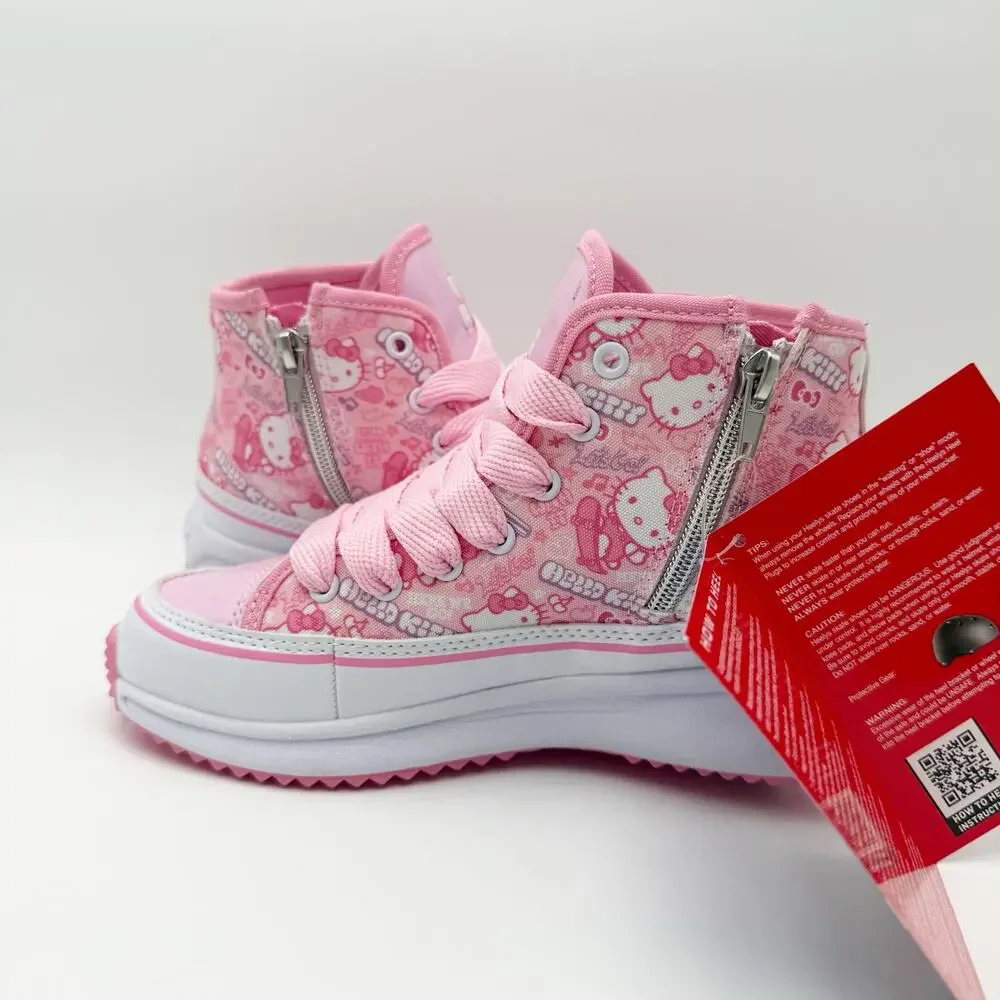 Heelys Girls Veloz Chi Hello Kitty Sneakers US 3 EU 34 Pink Canvas NIB